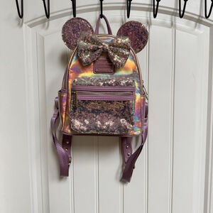 Loungefly Disney Parks 50th Anniversary Minnie Mouse EARidescent mini backpack